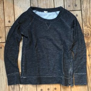 Jcrew crewneck denim sweatshirt with side zipper